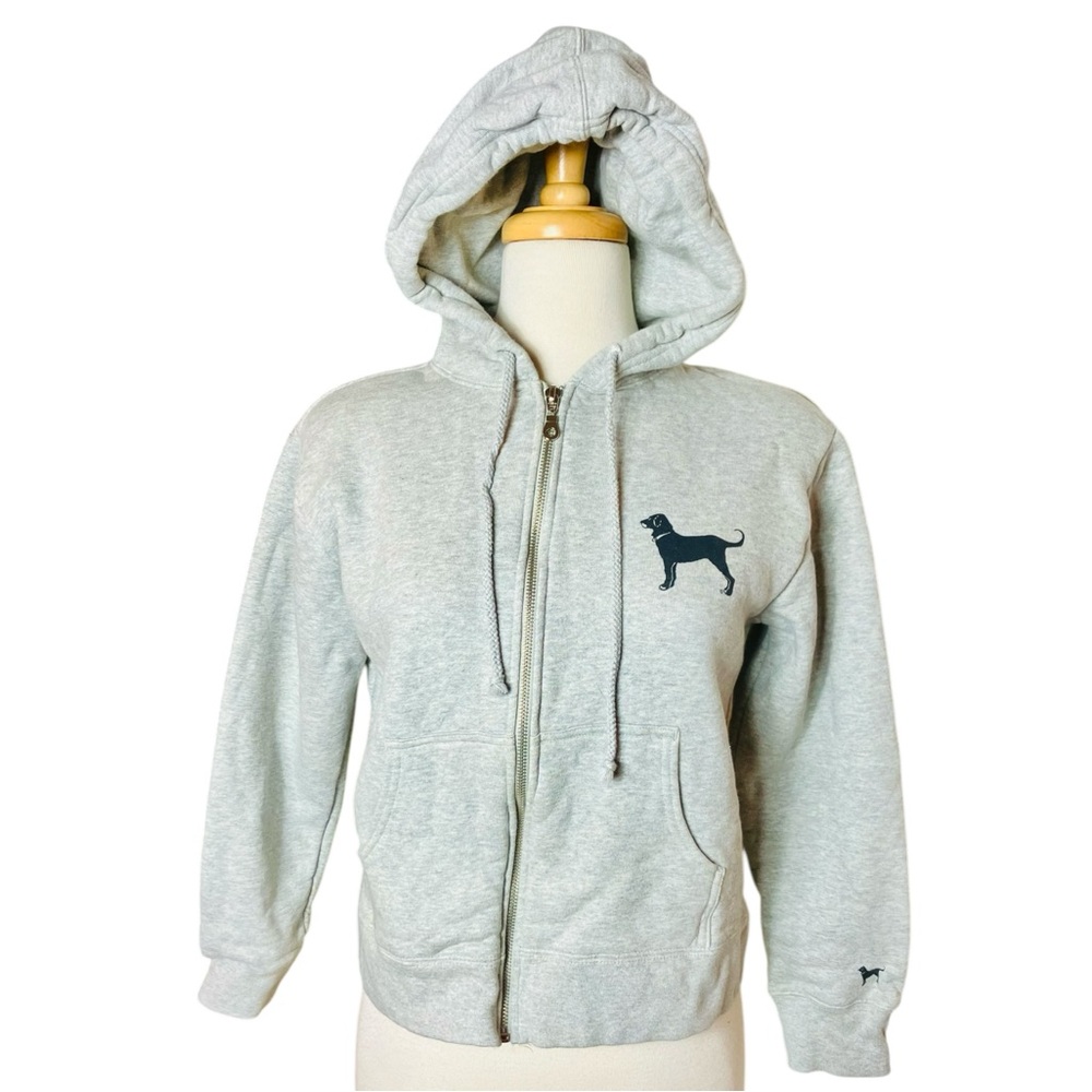 The Black Dog Gray Zipper Front Hooded Sweatshirt Pockets Women's Small